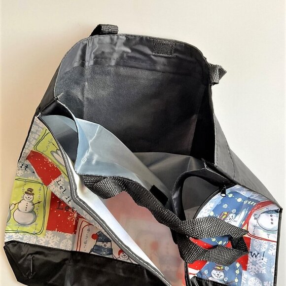 NEW SNOWMAN “LET IT SNOW” HOLIDAY TOTE BAG CHRISTMAS - Picture 4 of 6